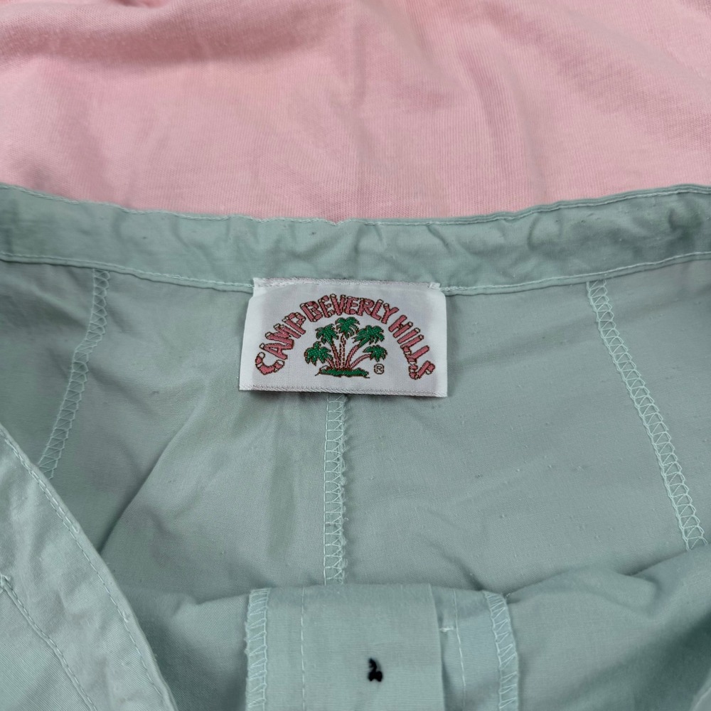 Vintage Camp Beverly Hills Pink Mint 2pc Set Polo Shirt Board Shorts Medium - Picture 10 of 16